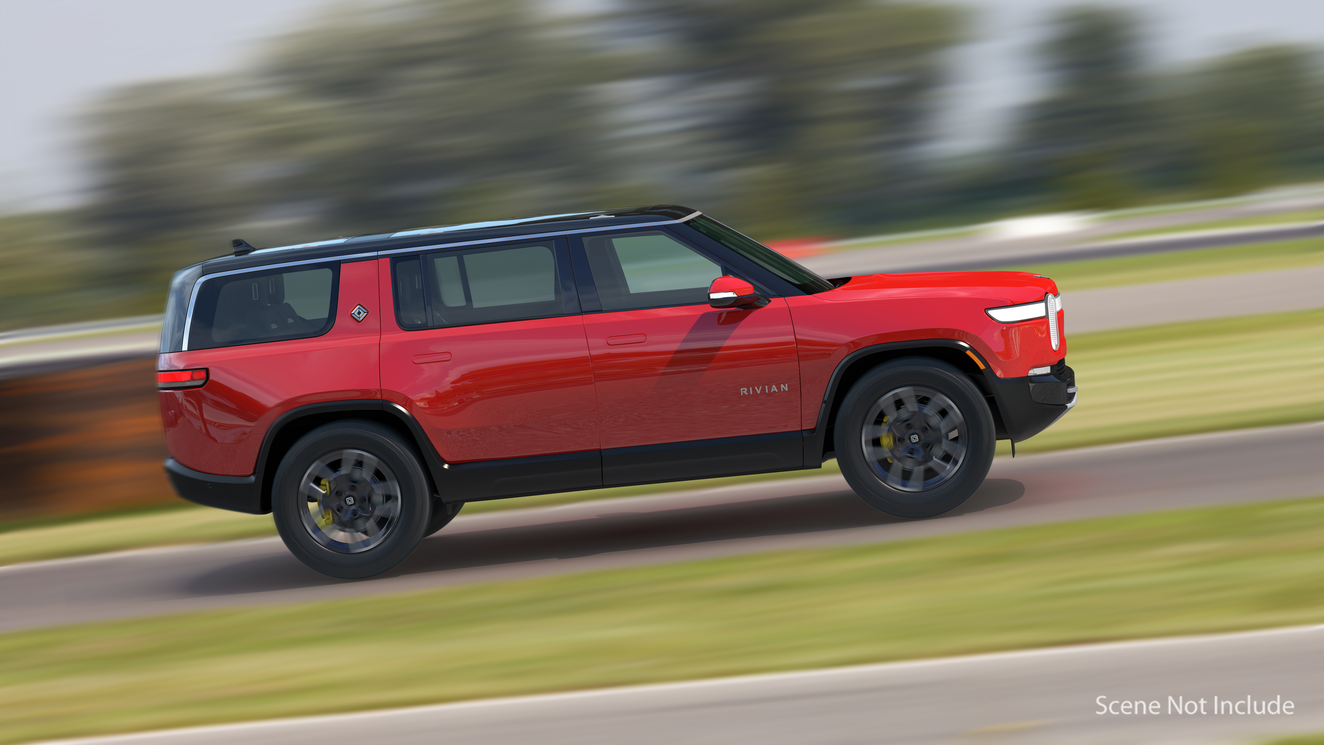 3D model 2023 Rivian R1S SUV Red Rigged