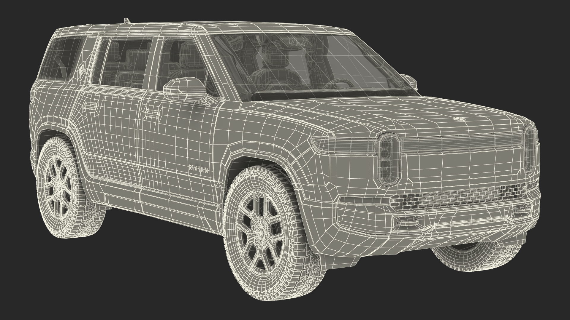 3D model 2023 Rivian R1S SUV Red Rigged