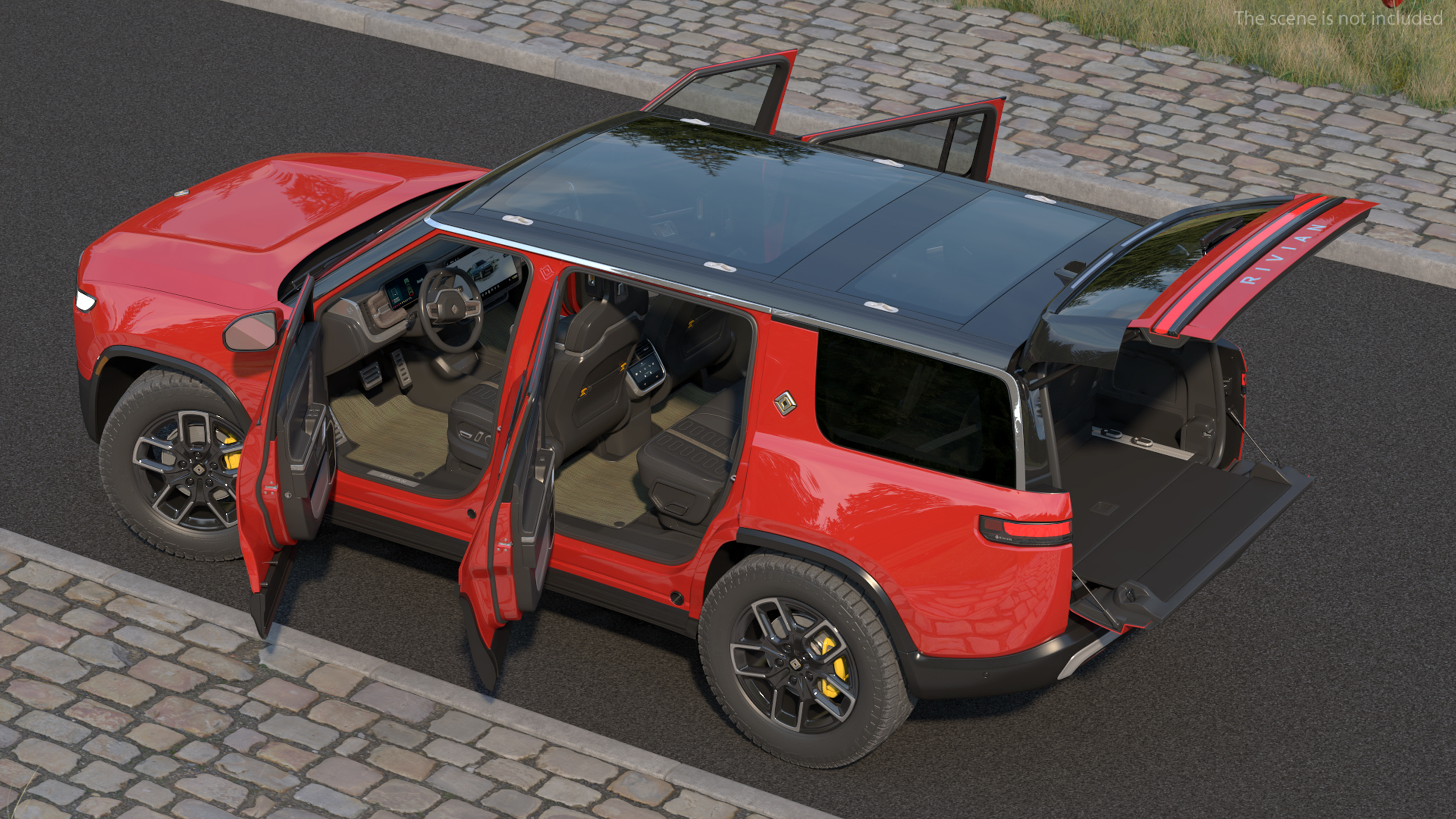 3D model 2023 Rivian R1S SUV Red Rigged