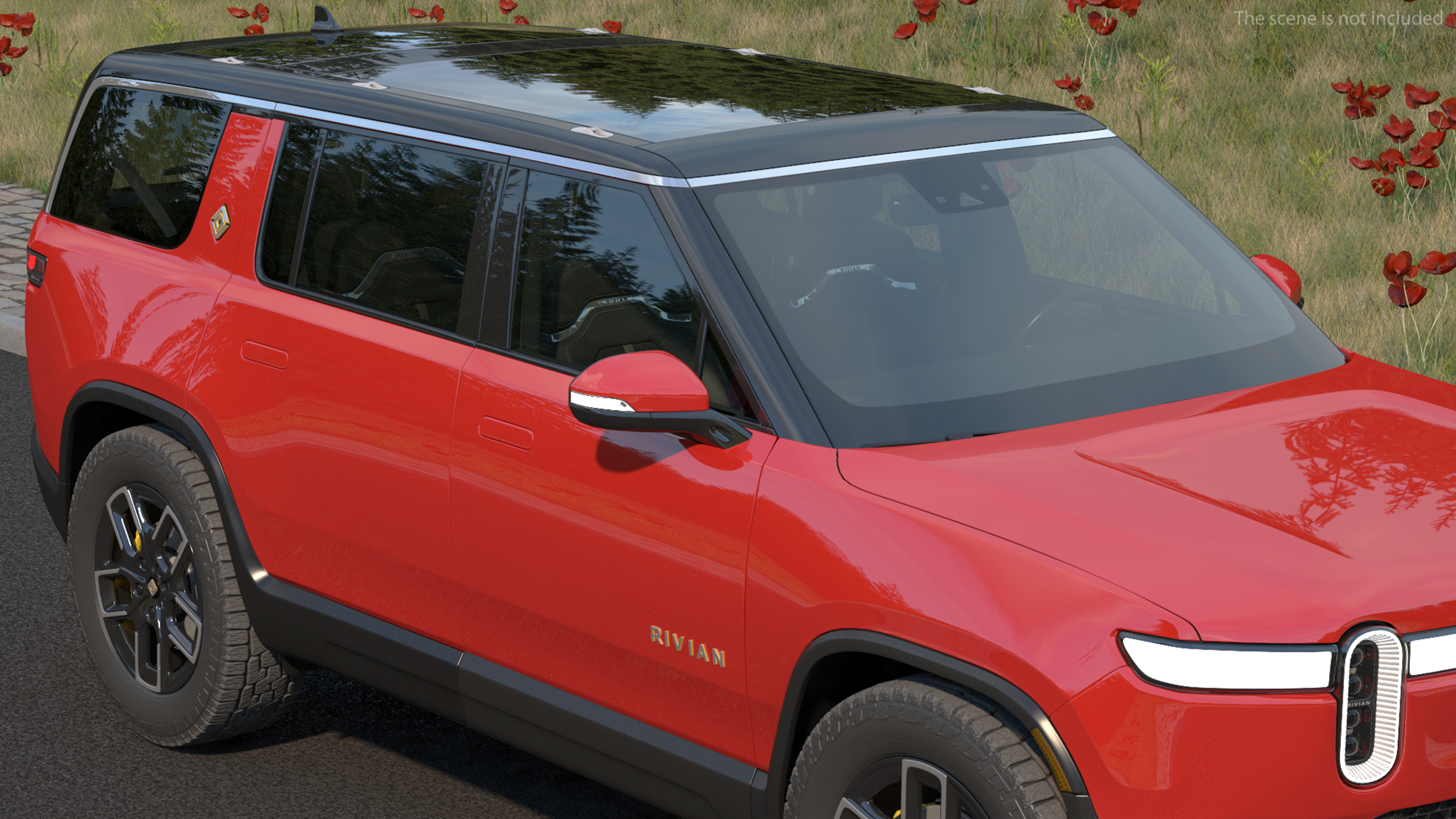 3D model 2023 Rivian R1S SUV Red Rigged