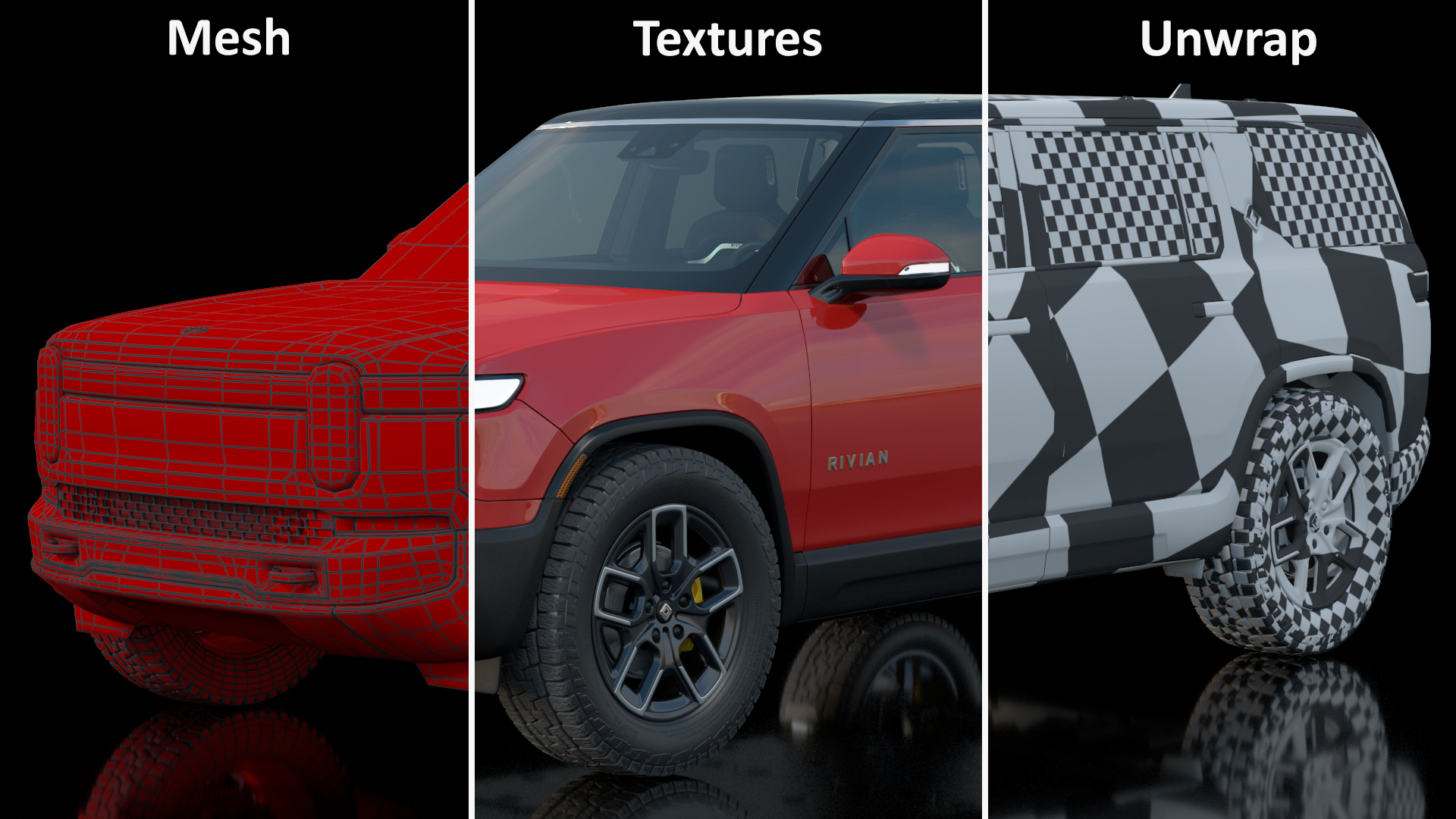 3D model 2023 Rivian R1S SUV Red Rigged