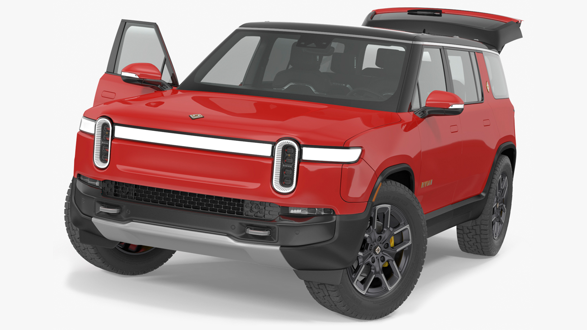 3D model 2023 Rivian R1S SUV Red Rigged