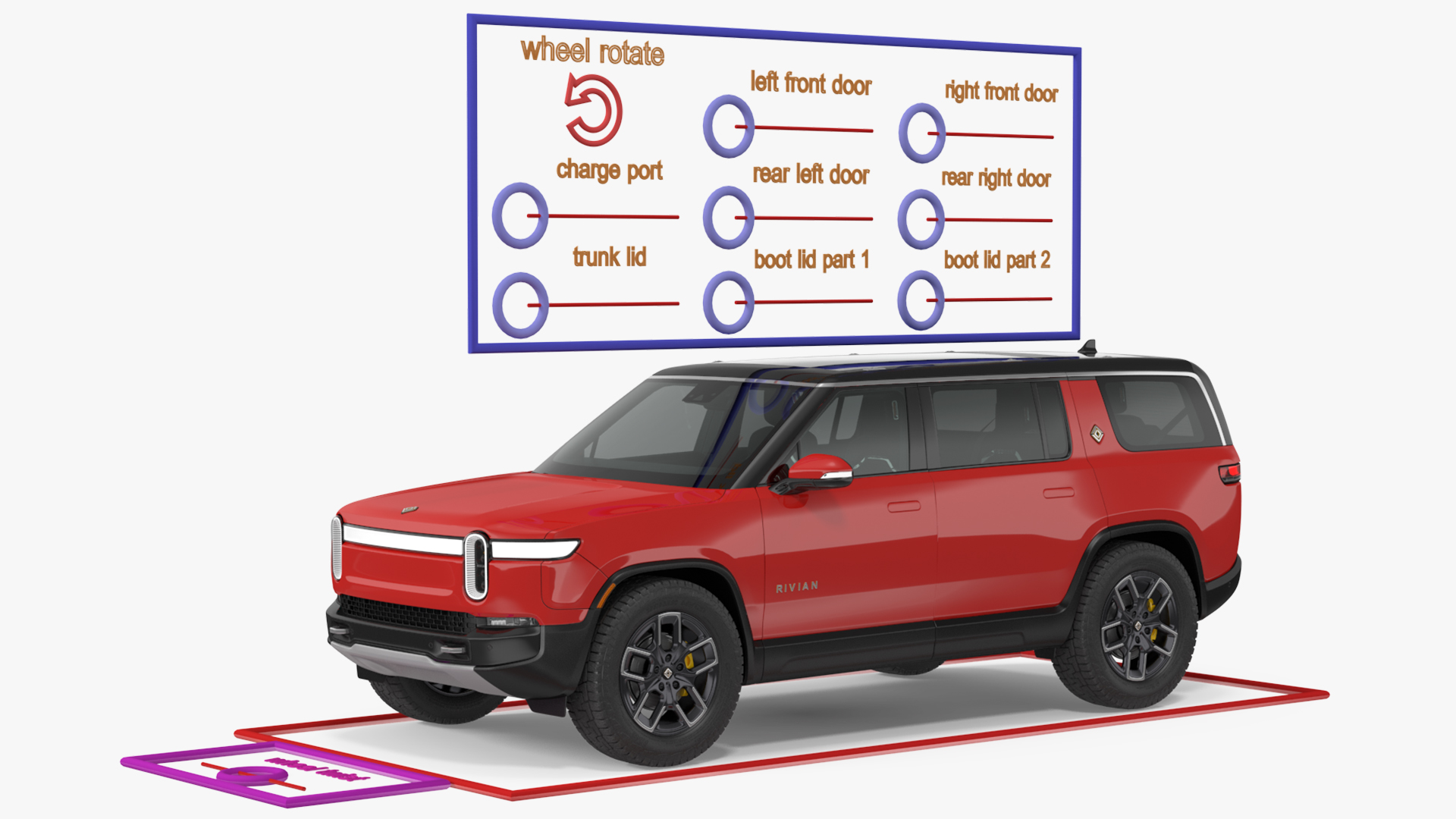 3D model 2023 Rivian R1S SUV Red Rigged