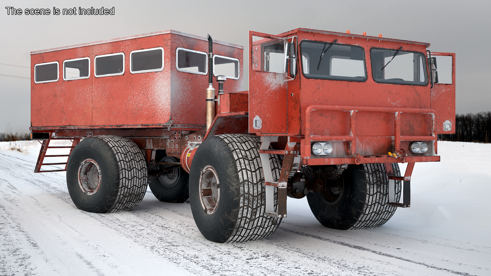 Antarctic Station Halley with Snow Vehicle 3D