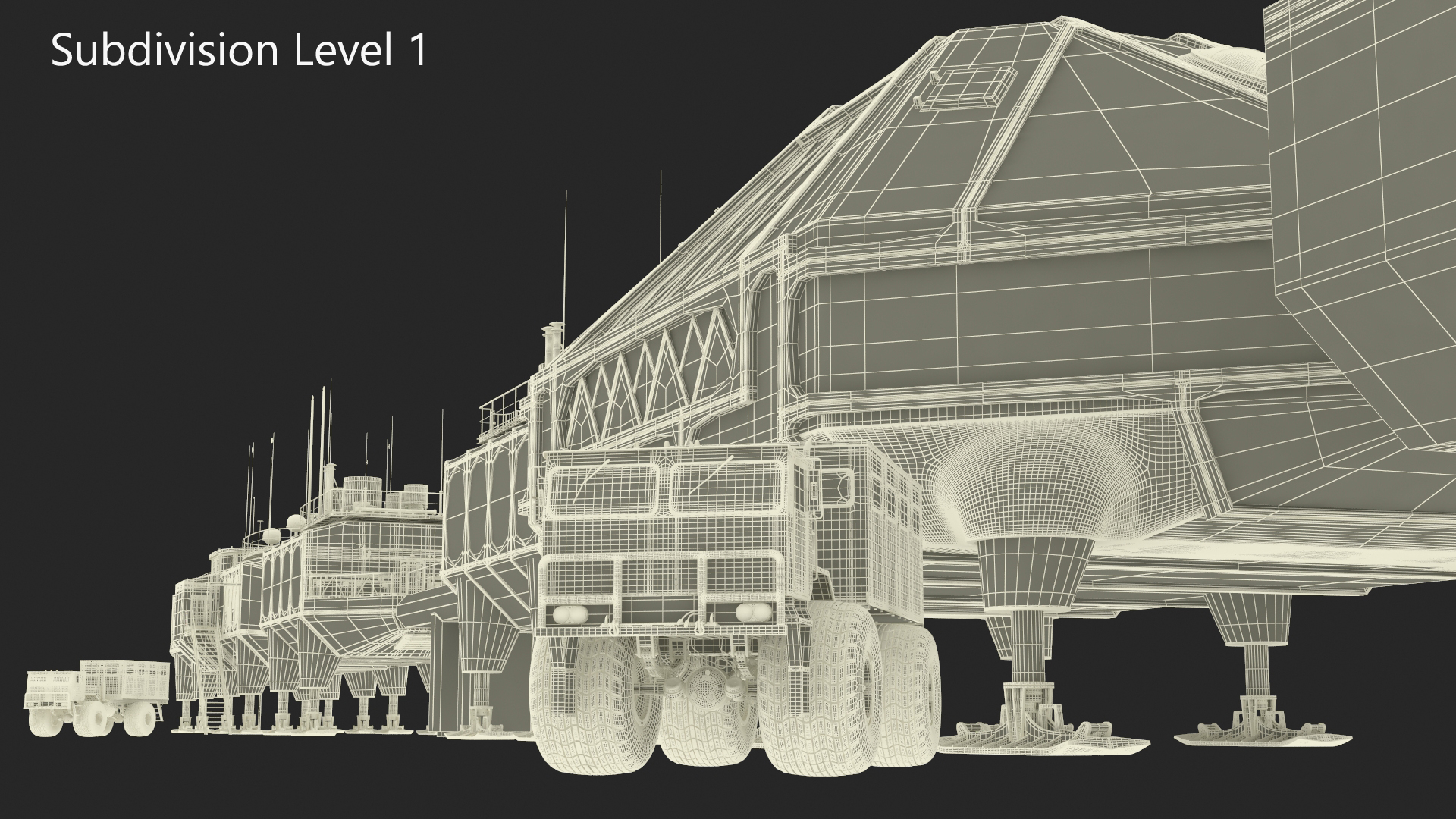 Antarctic Station Halley with Snow Vehicle 3D