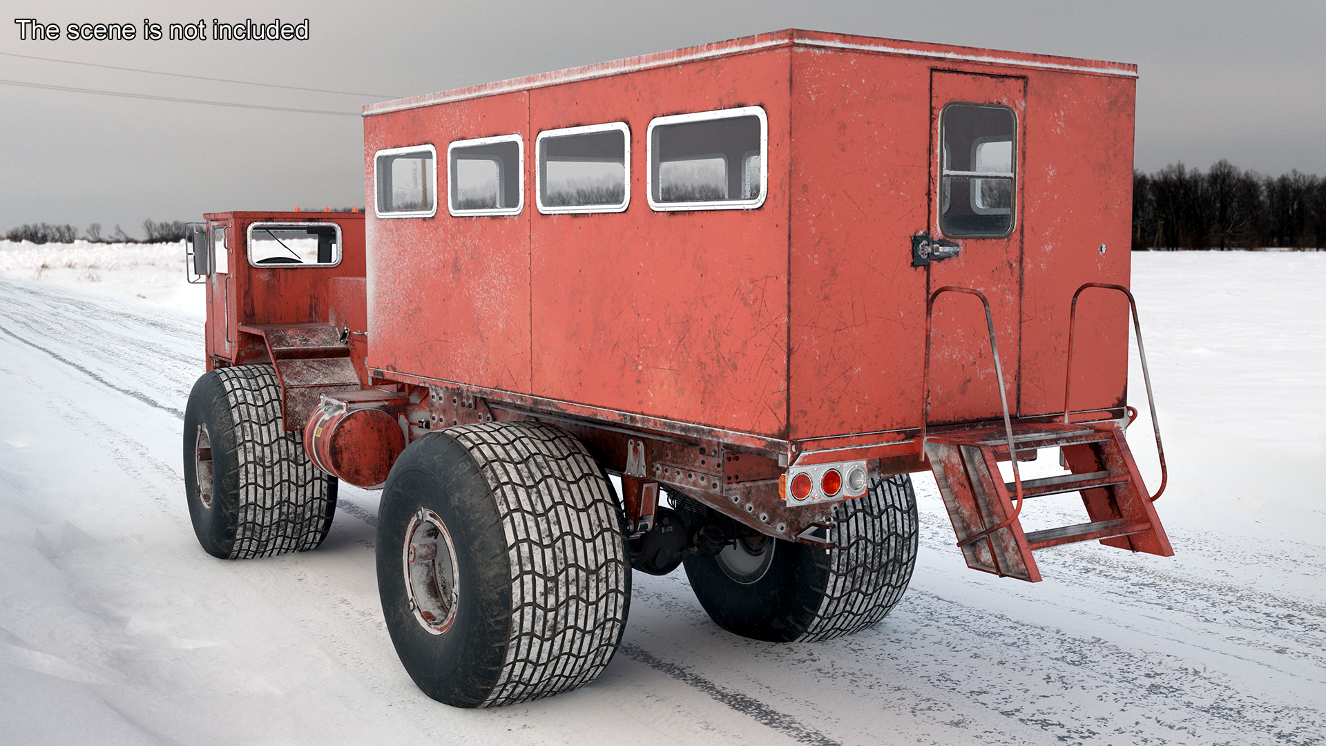 Antarctic Station Halley with Snow Vehicle 3D