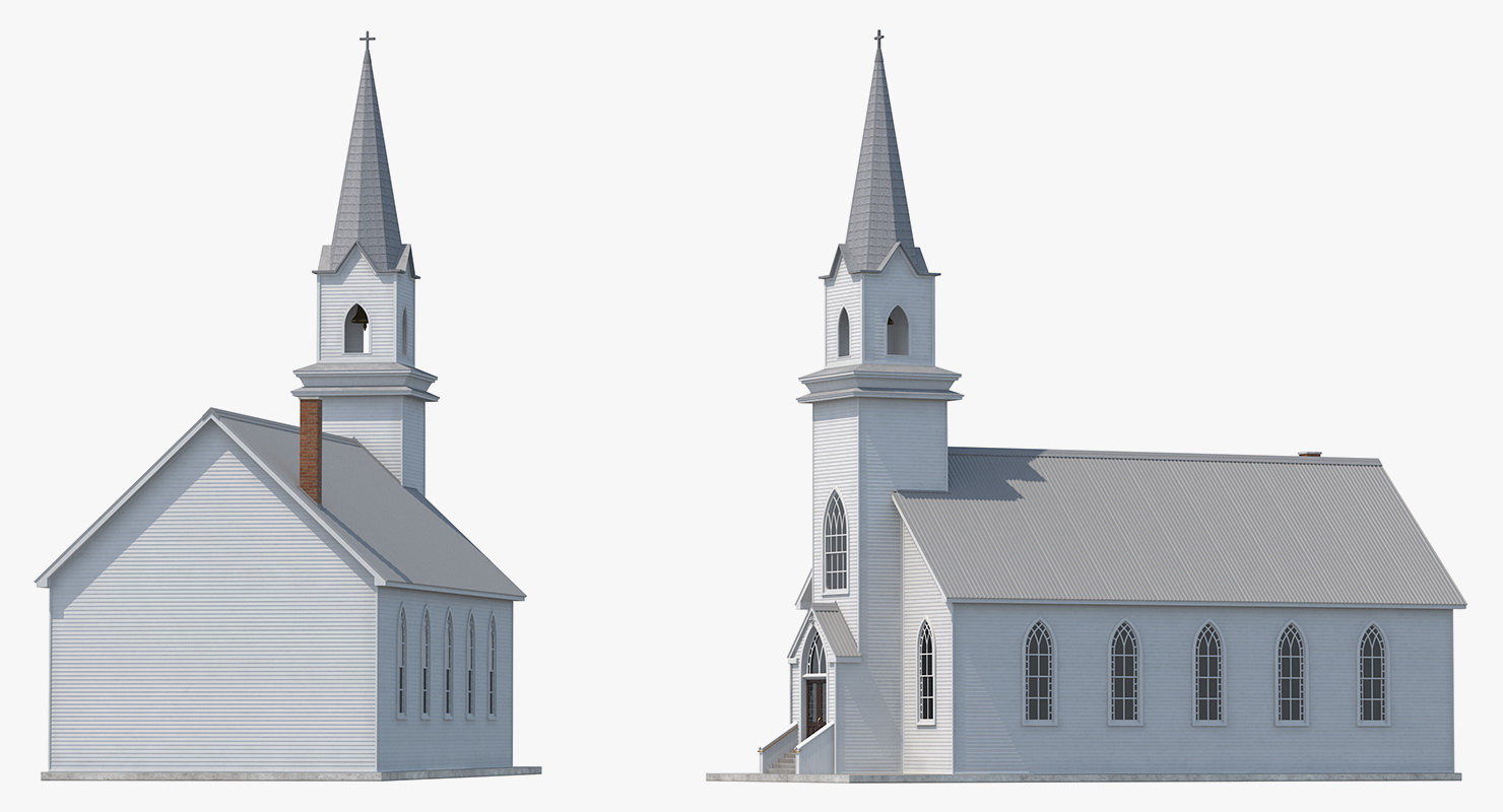 3D model Small White Wooden Church