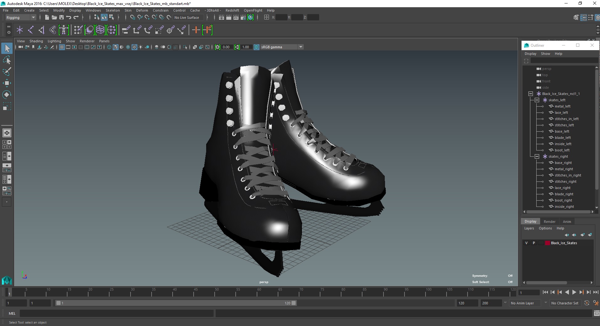 3D Black Ice Skates