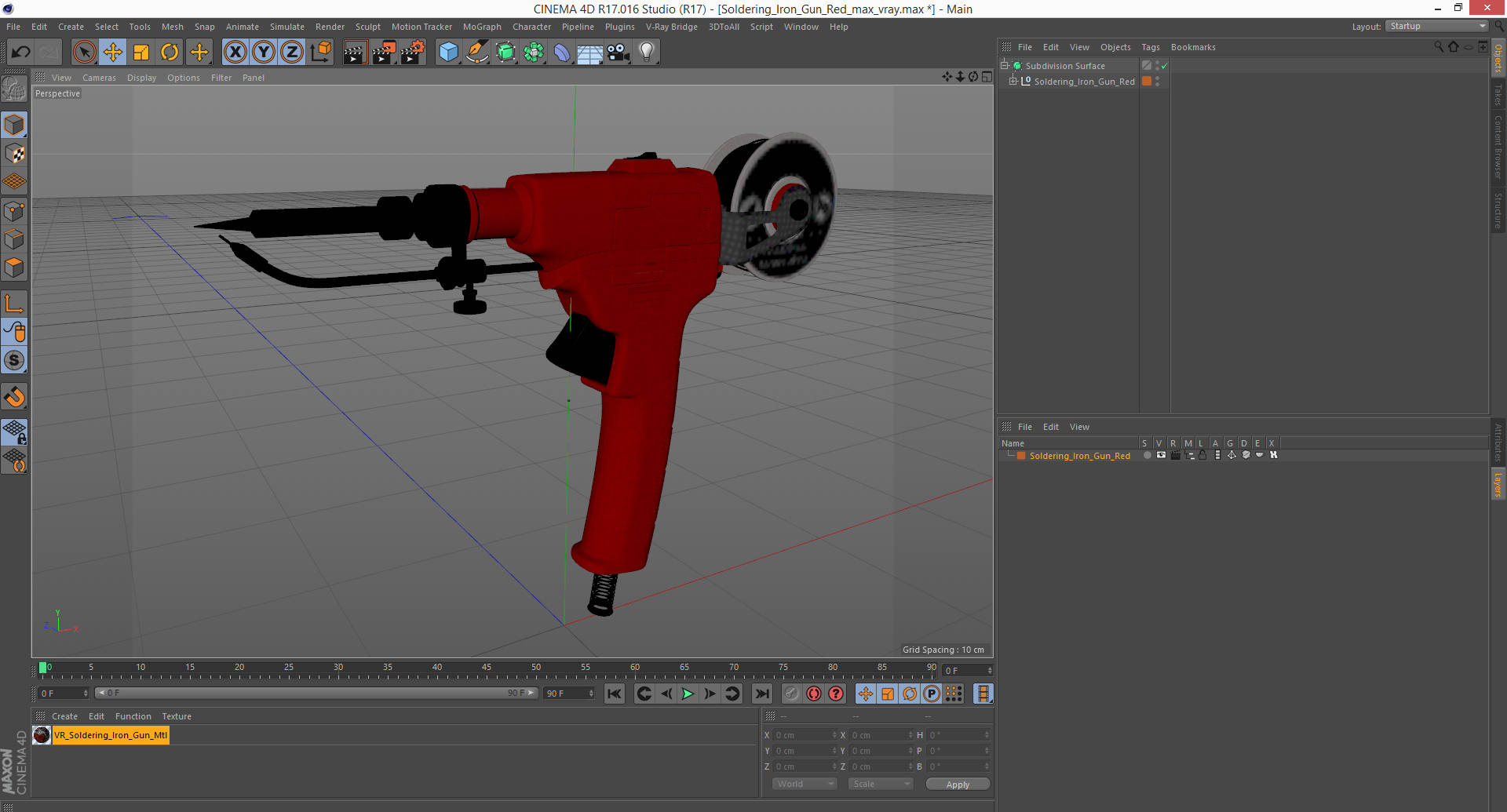 Soldering Iron Gun Red 3D