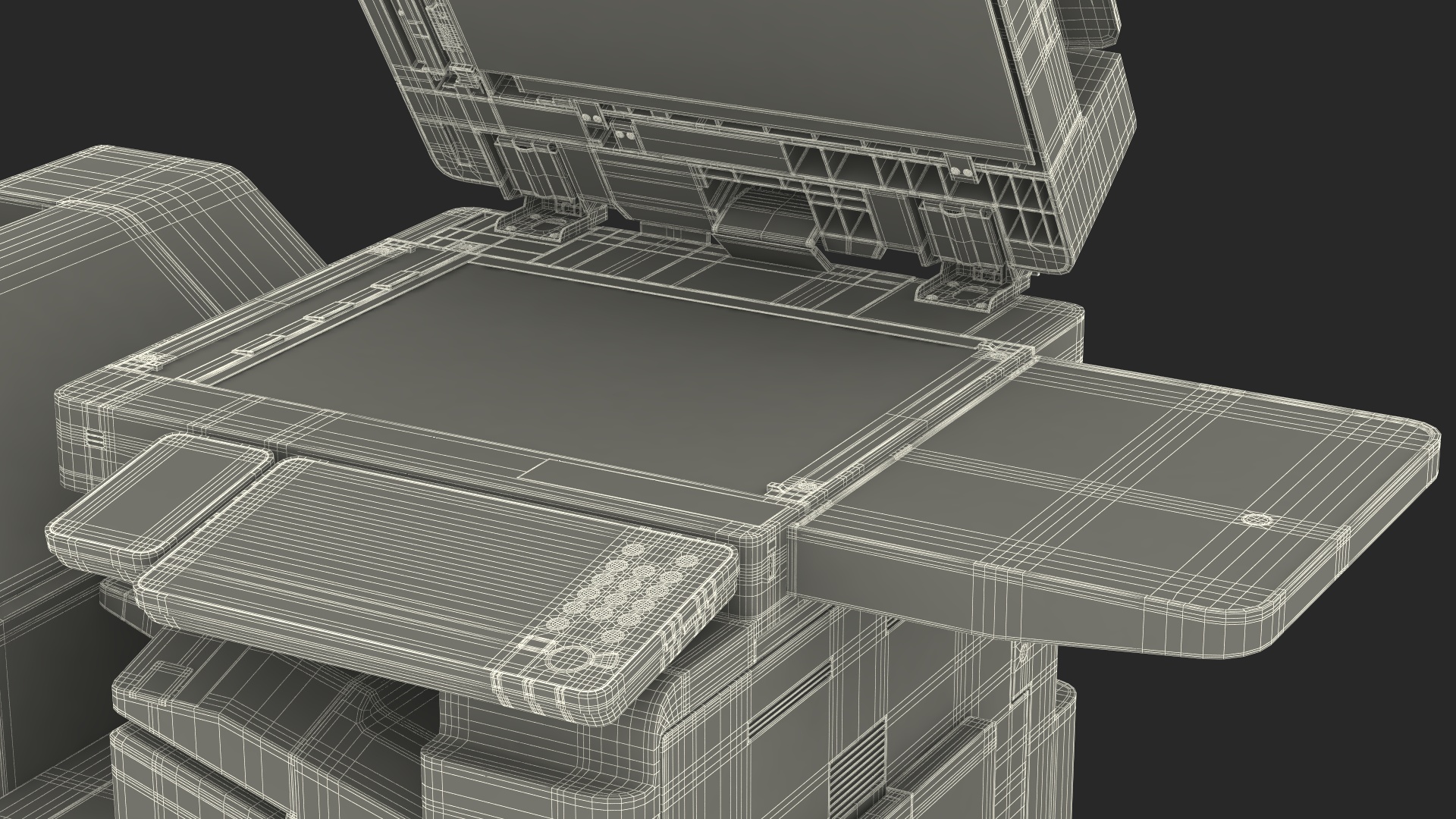 3D MFP Canon ImageRUNNER ADVANCE 4551i II Scanner and Trays Open