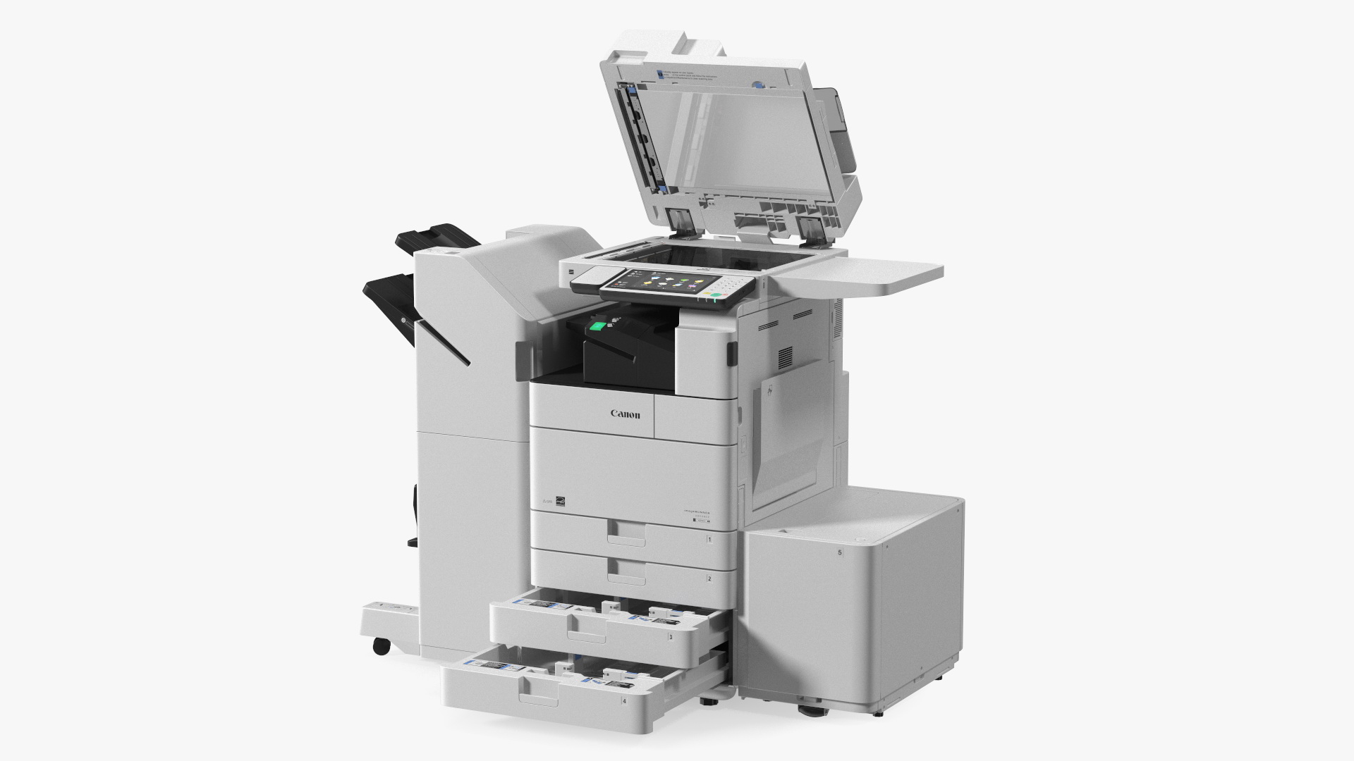 3D MFP Canon ImageRUNNER ADVANCE 4551i II Scanner and Trays Open