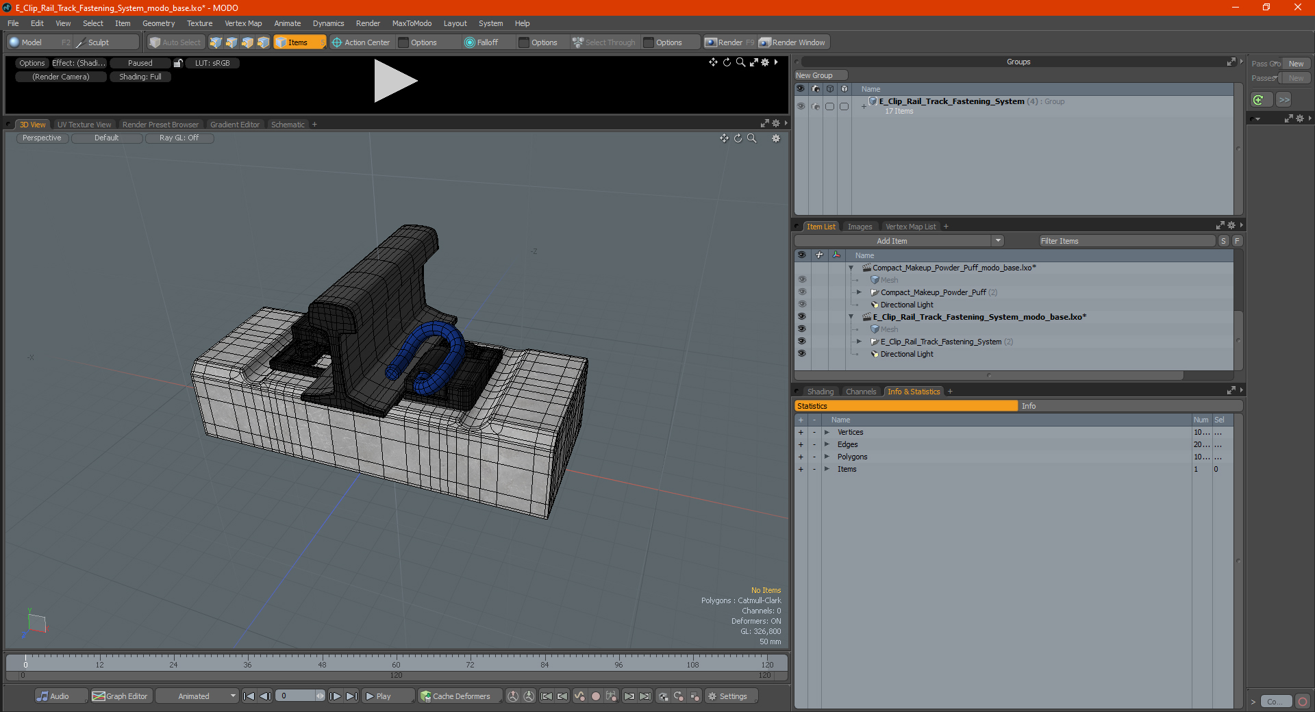 E Clip Rail Track Fastening System 3D model