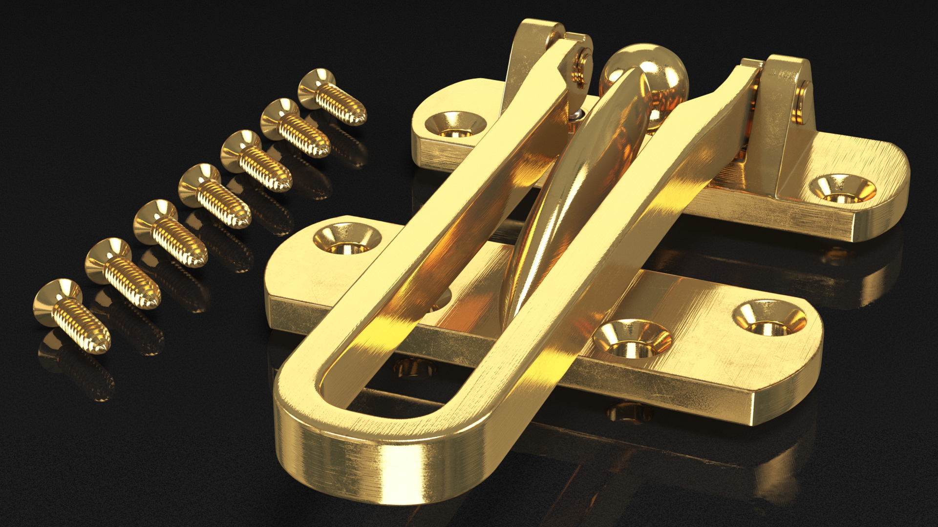 3D model Security Door Latch Guard Gold