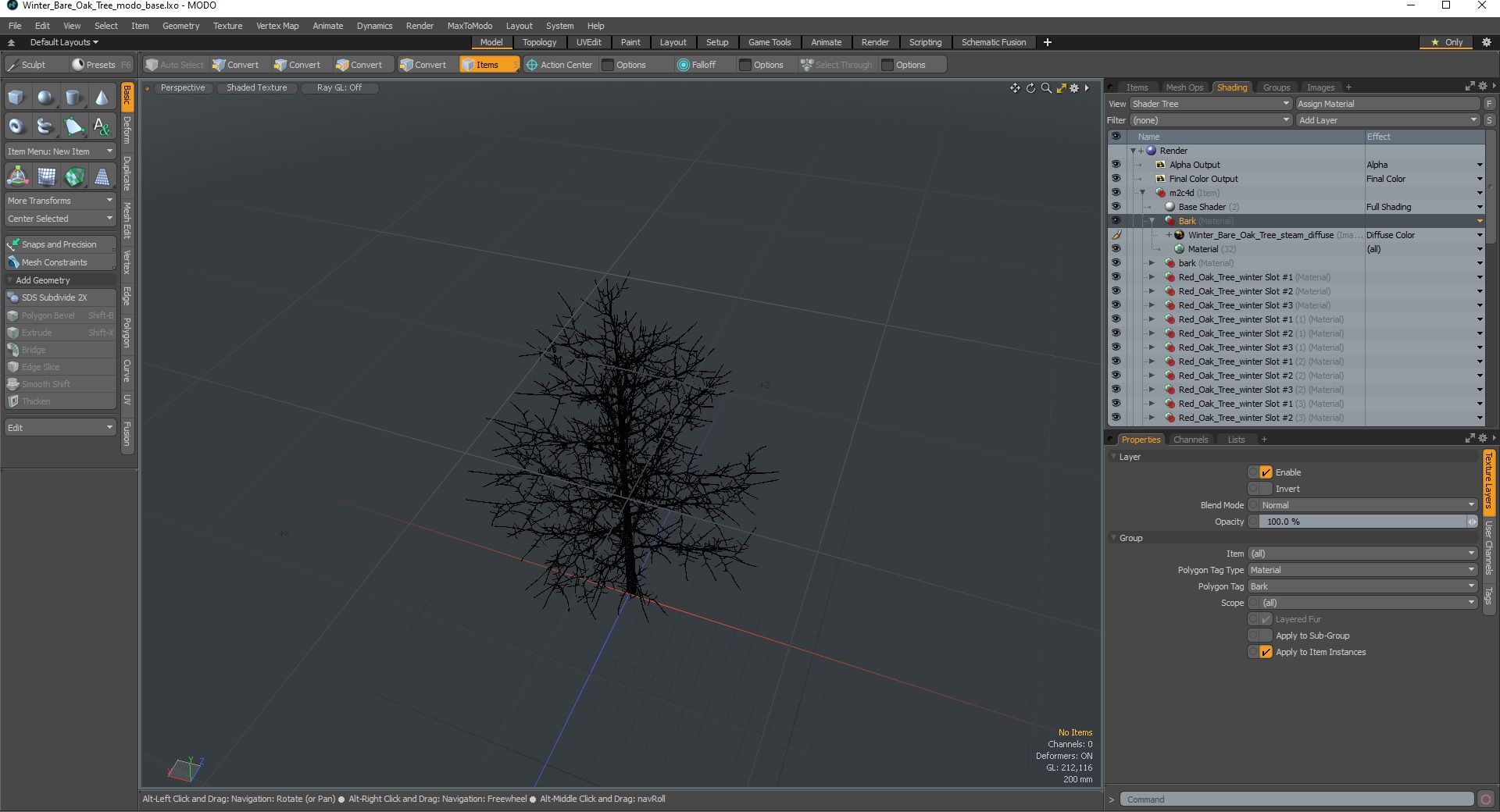 3D model Winter Bare Oak Tree