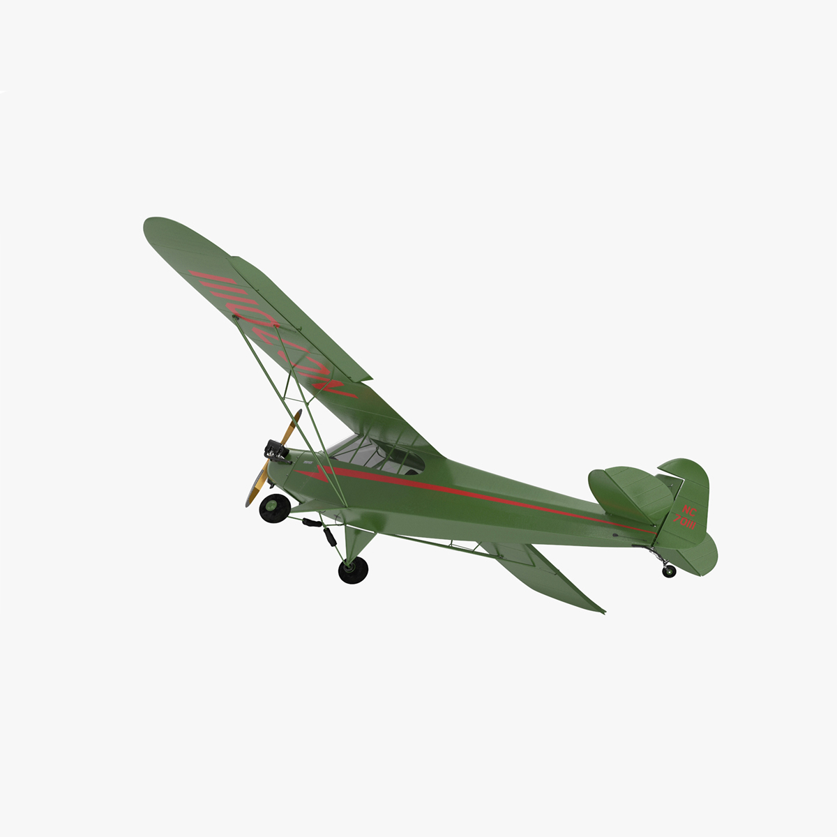 Private Aircraft Piper J-3 Rigged for Cinema 4D 3D