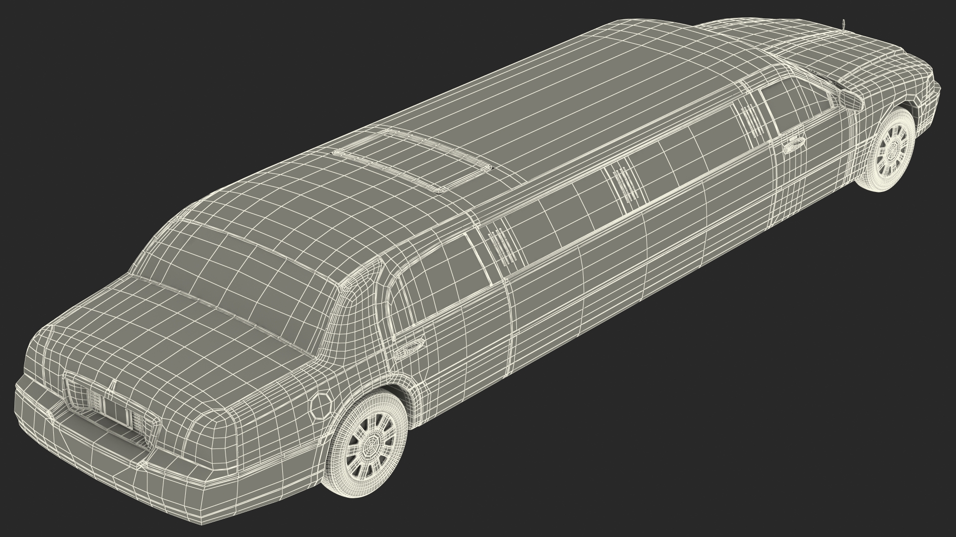 3D model Lincoln Town Limo White Rigged