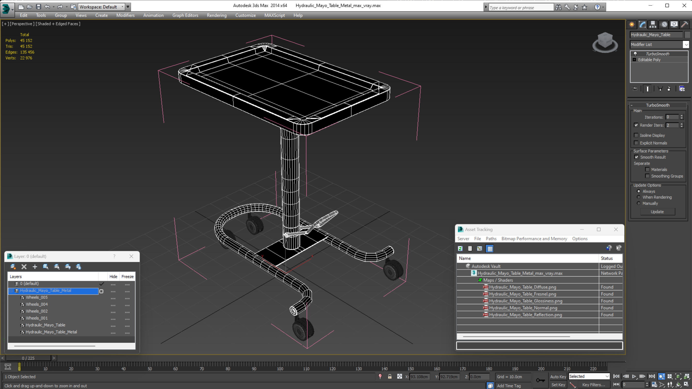 3D Hydraulic Mayo Table Metal