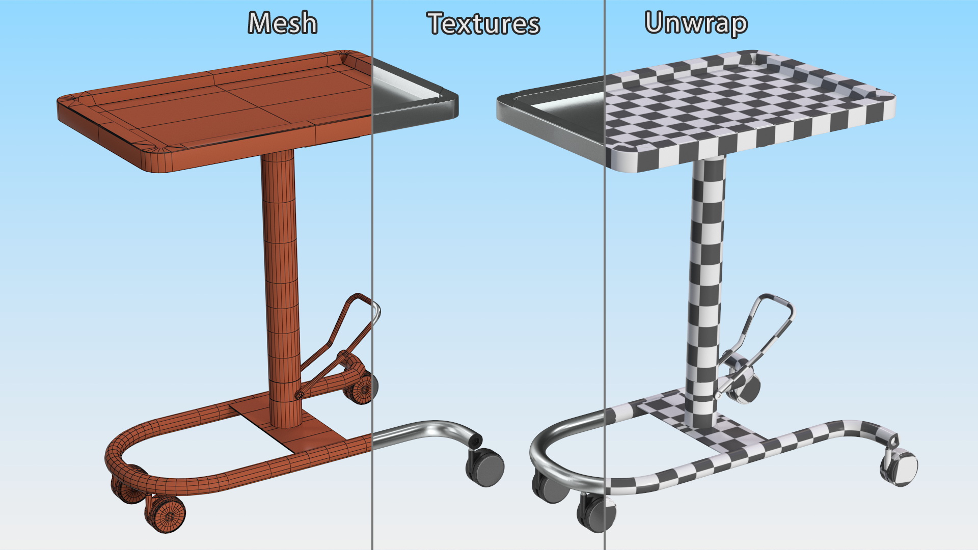 3D Hydraulic Mayo Table Metal