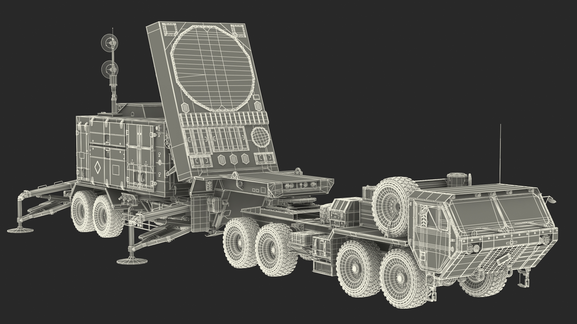 HEMTT M985 with Patriot AN MPQ53 Radar Green 3D model