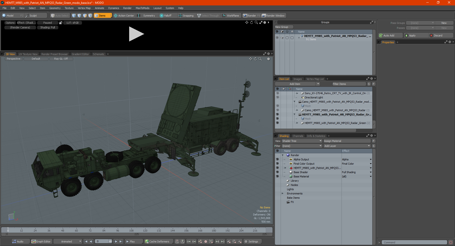 HEMTT M985 with Patriot AN MPQ53 Radar Green 3D model