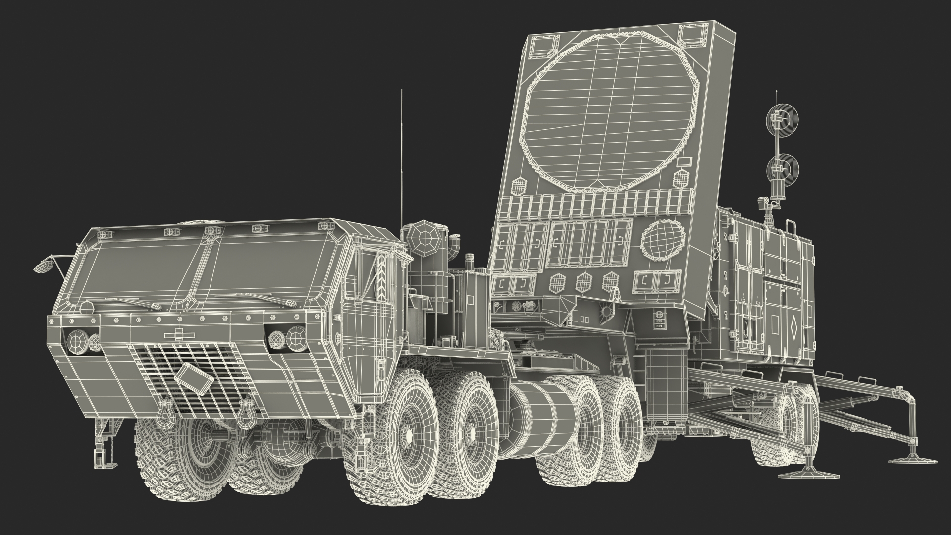 HEMTT M985 with Patriot AN MPQ53 Radar Green 3D model