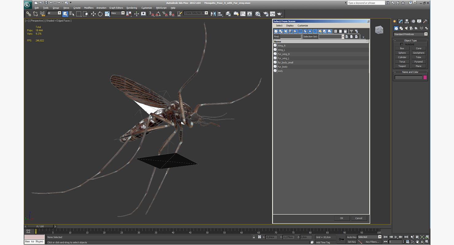 Mosquito Pose 4 with Fur 3D model