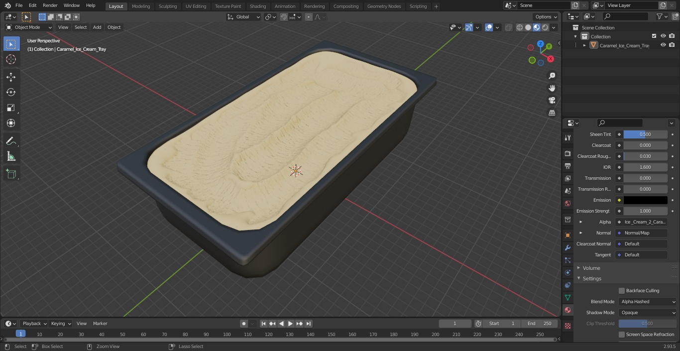 Caramel Ice Cream Tray 3D