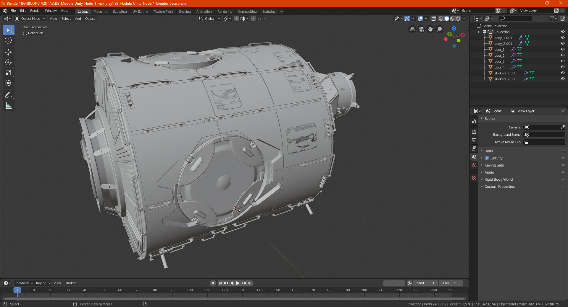 3D ISS Module Unity Node 1 model