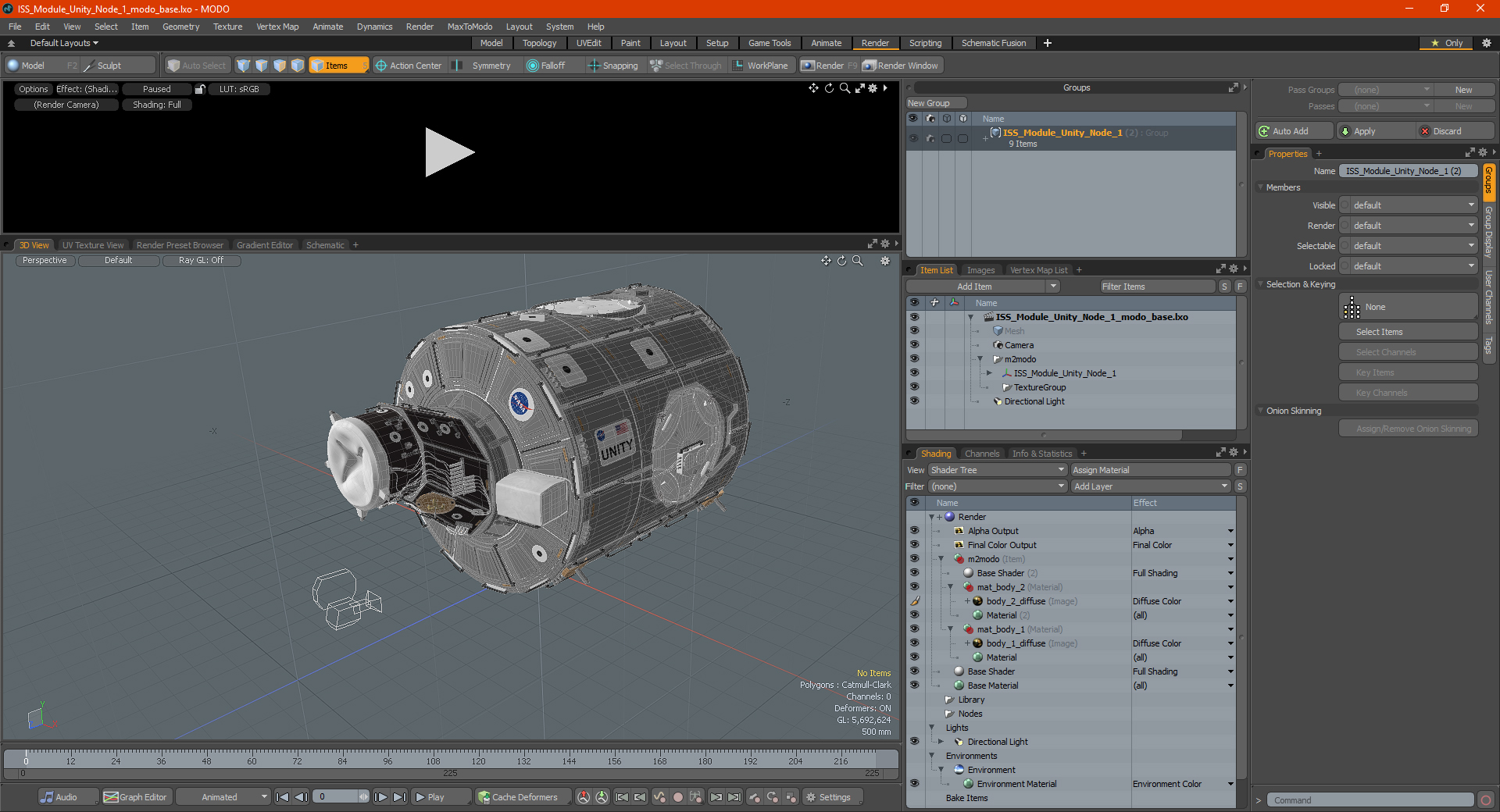 3D ISS Module Unity Node 1 model