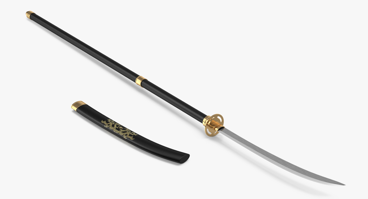 3D Naginata Japanese Pole Weapon Set model