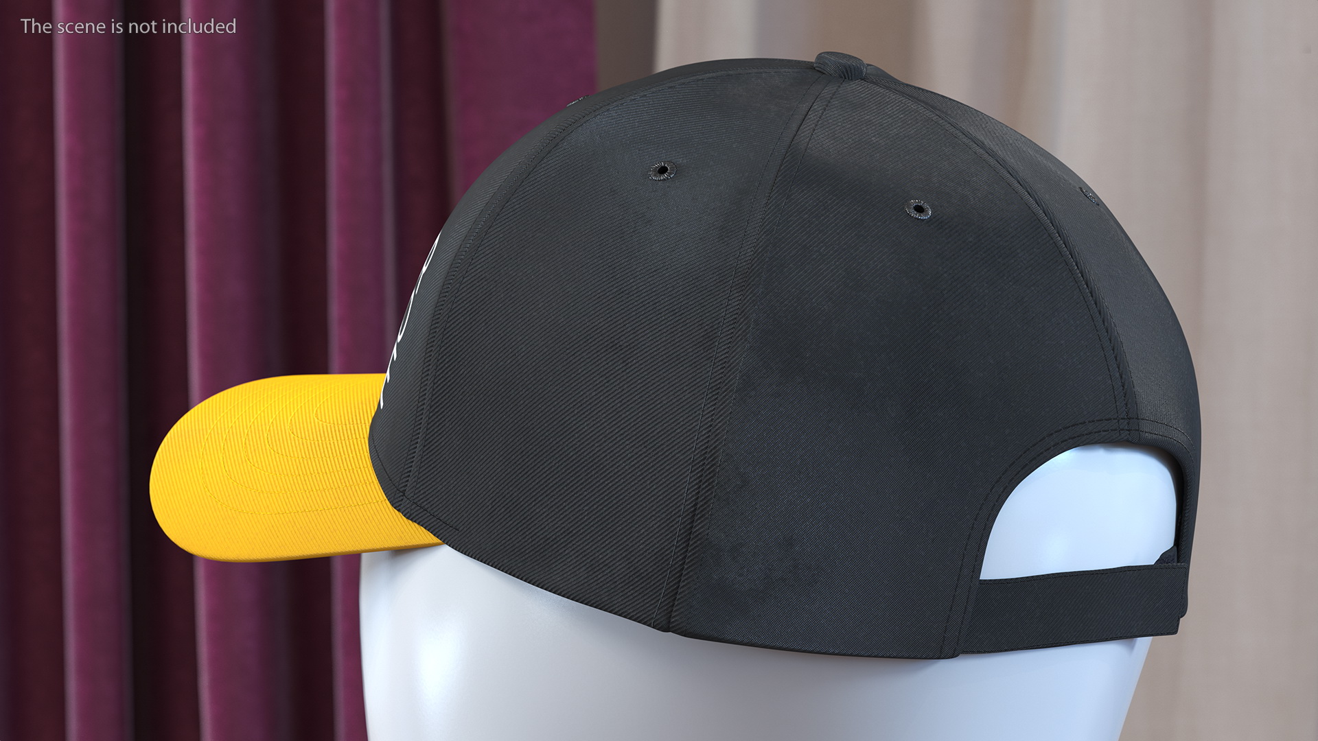 3D Cap Cotton Yellow Black Your Logo model