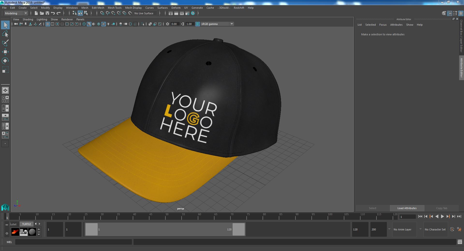 3D Cap Cotton Yellow Black Your Logo model