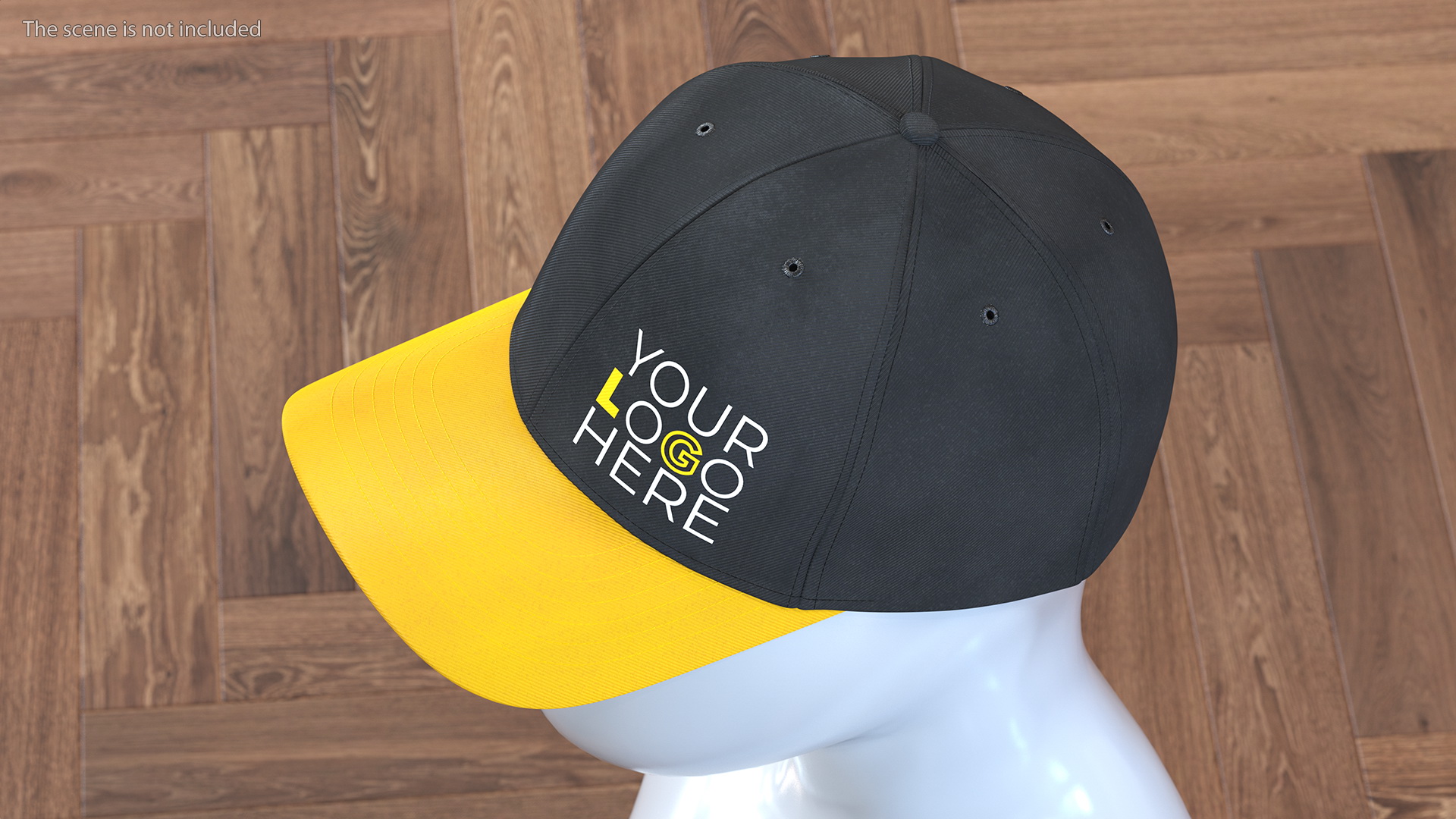 3D Cap Cotton Yellow Black Your Logo model