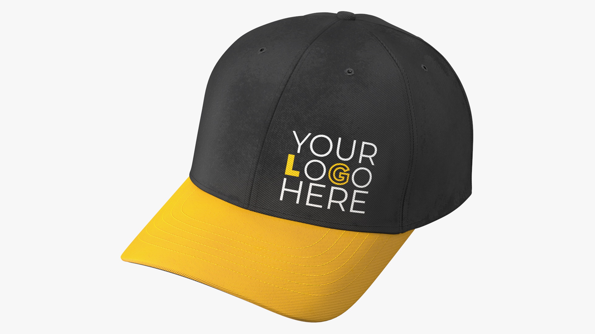 3D Cap Cotton Yellow Black Your Logo model