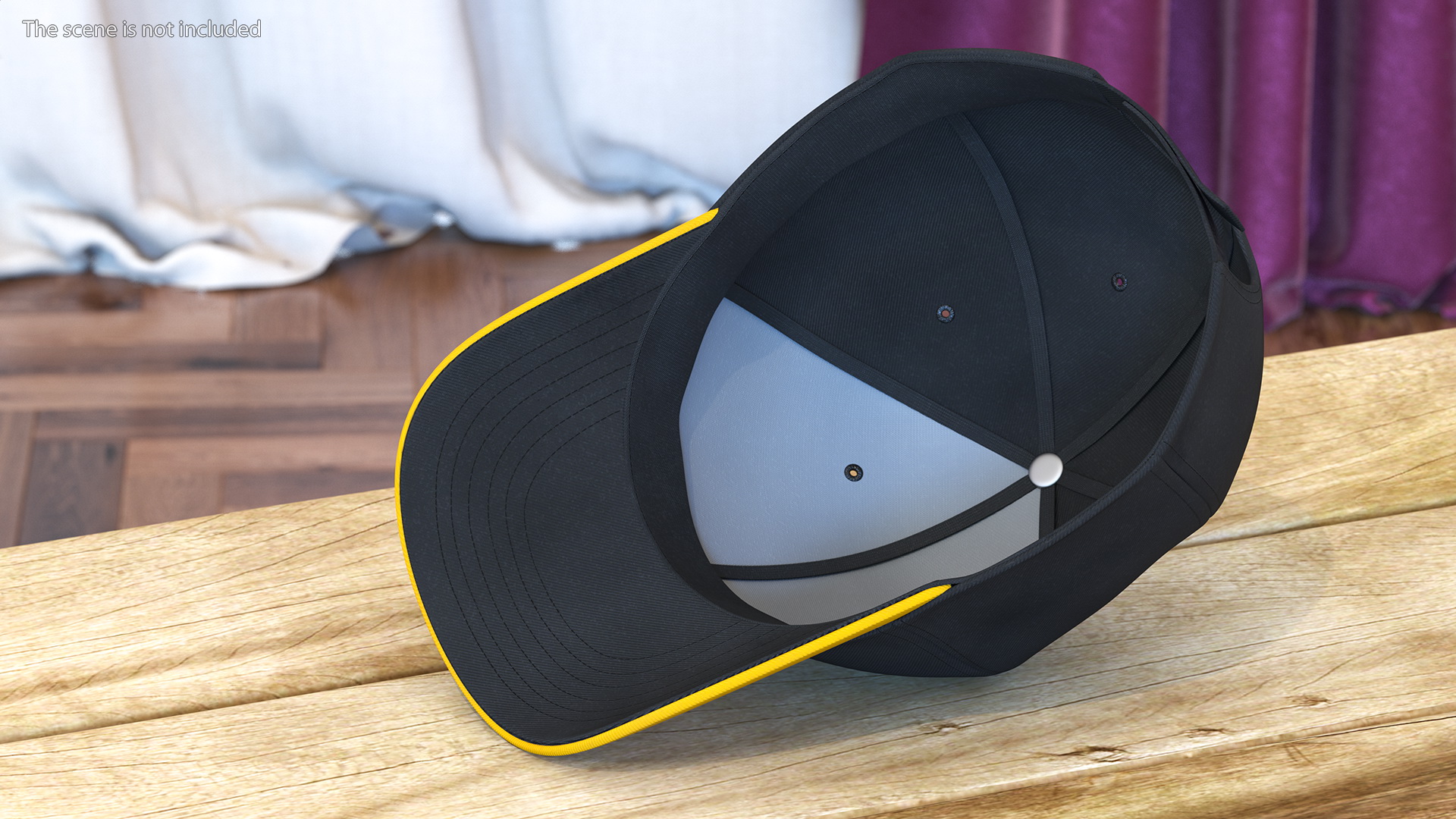 3D Cap Cotton Yellow Black Your Logo model