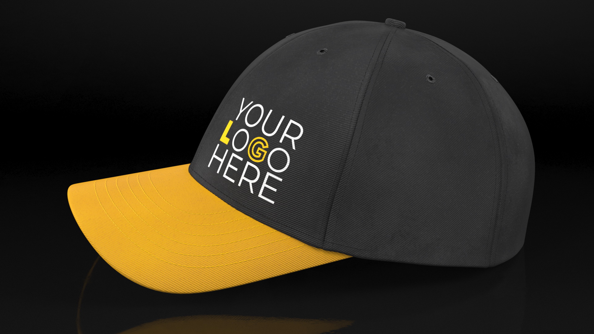 3D Cap Cotton Yellow Black Your Logo model