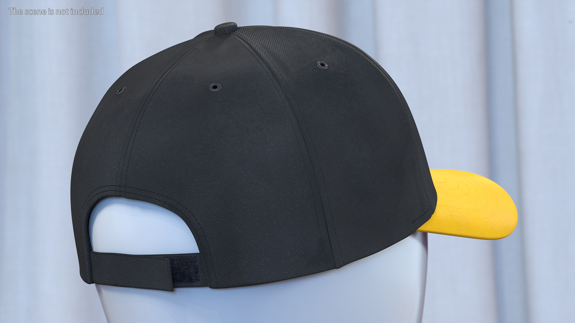 3D Cap Cotton Yellow Black Your Logo model