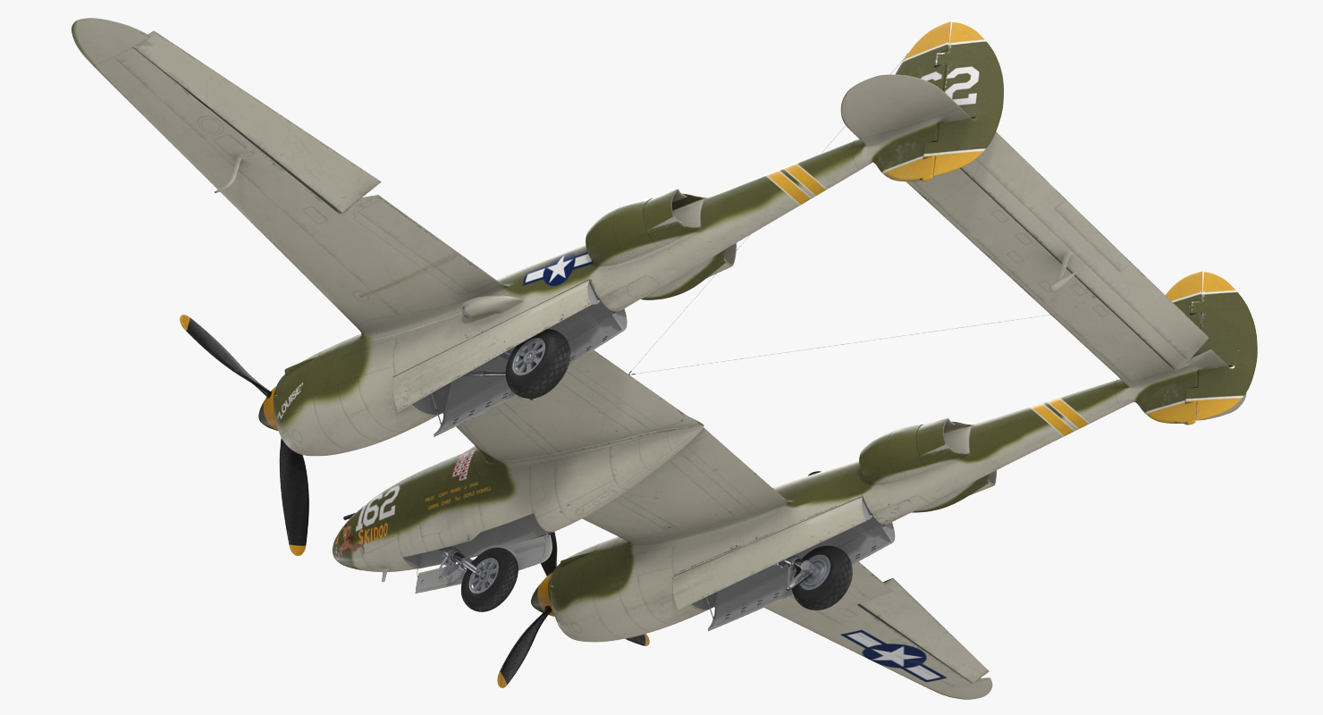 3D Lockheed P 38 Lightning US WWII Fighter Rigged