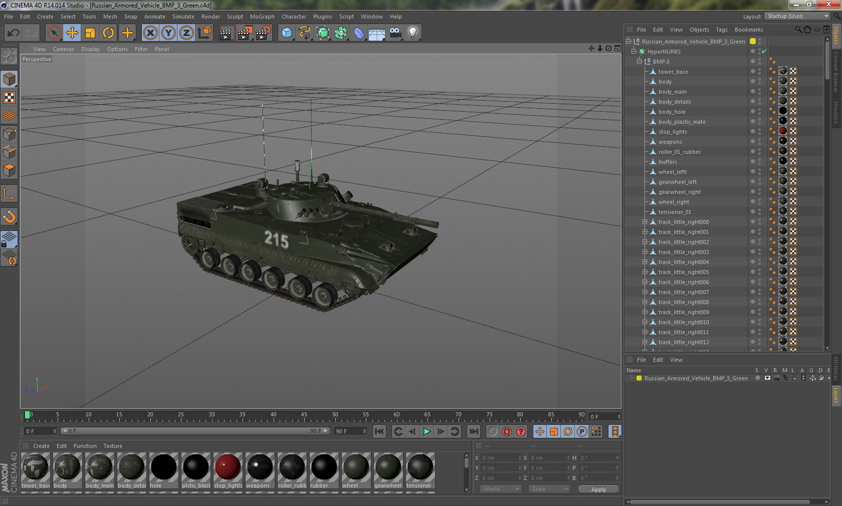 3D model Russian Armored Vehicle BMP 3 Green