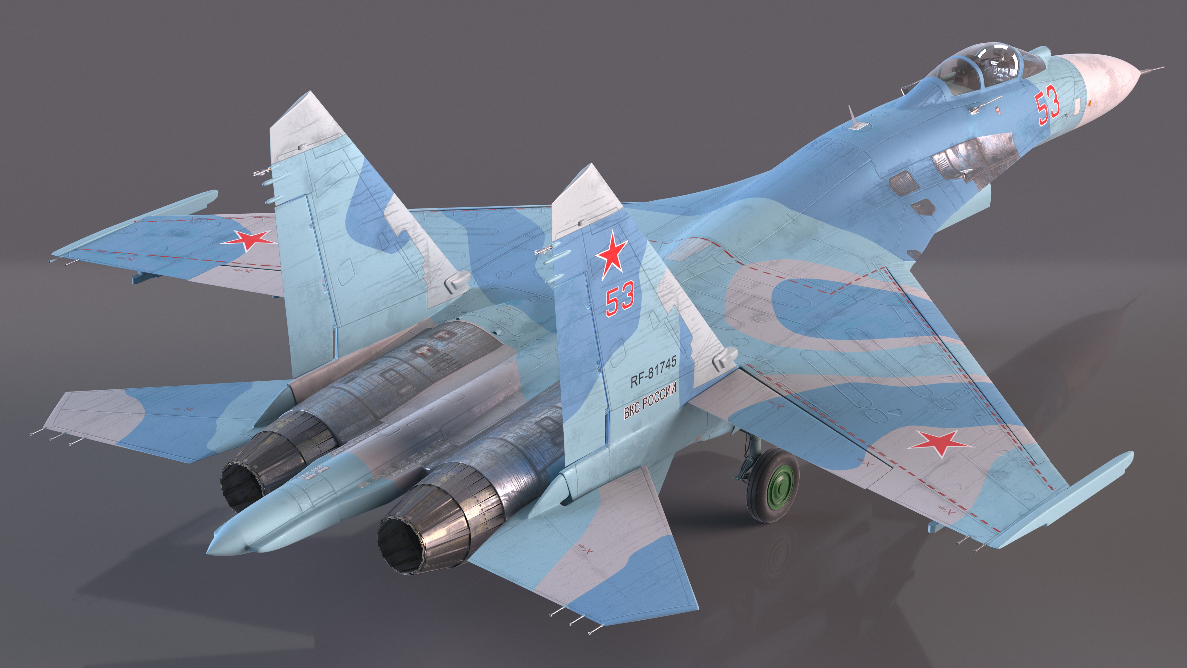 Su-27 Flanker Russian Fighter Aircraft Old Rigged 3D model