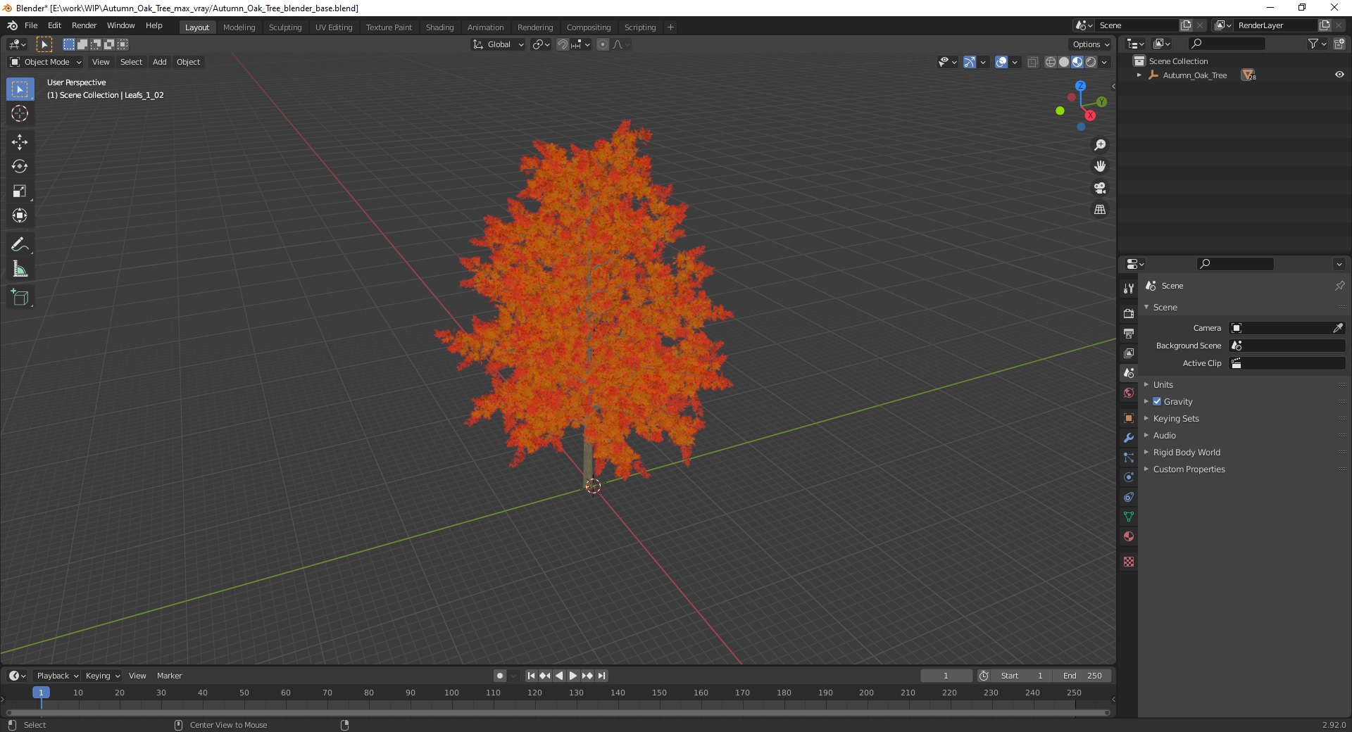 3D model Autumn Oak Tree