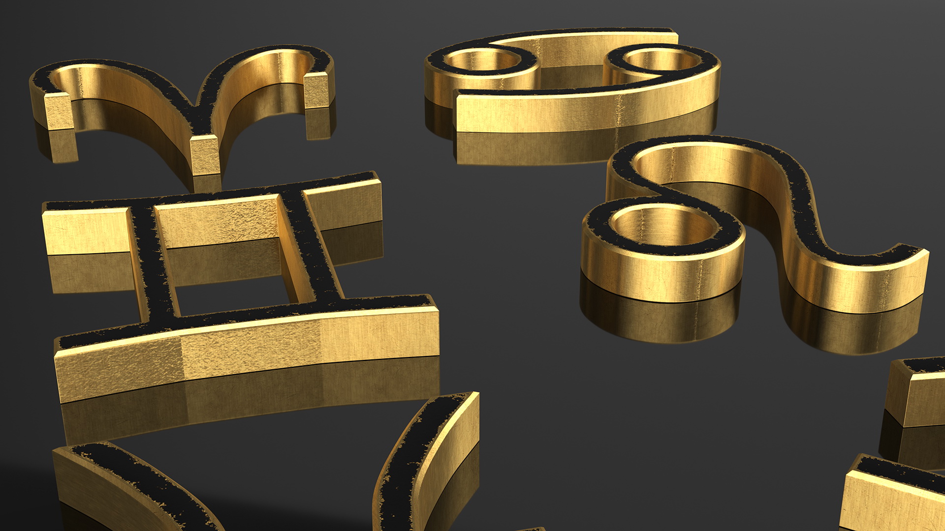 3D model Astrological Signs Golden