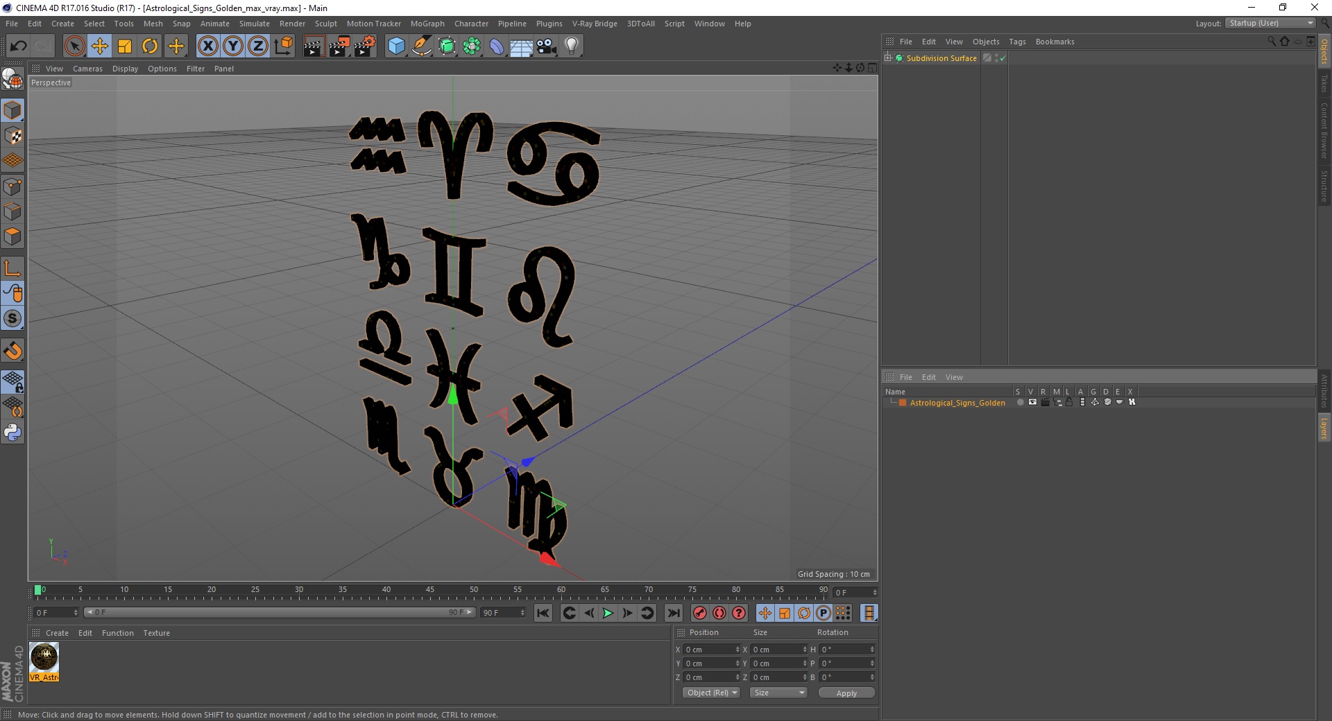 3D model Astrological Signs Golden