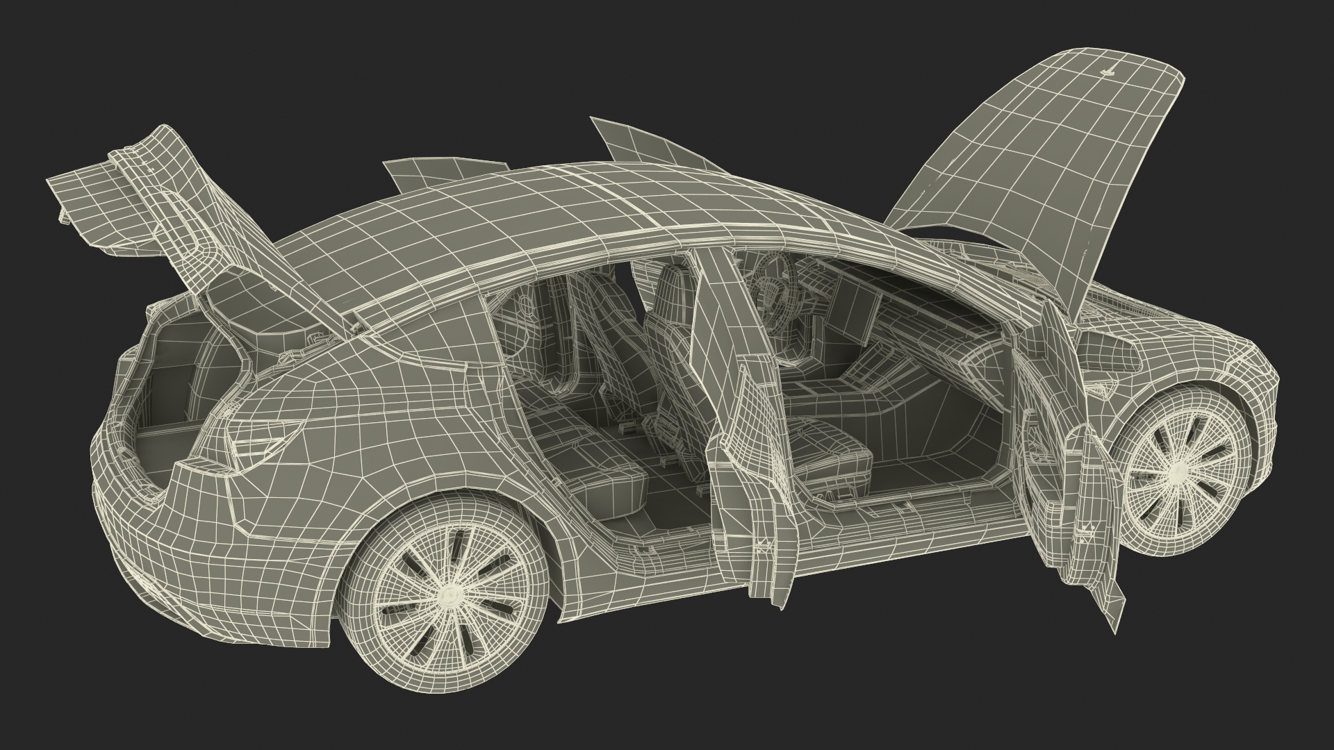 Electric Charging Station with KIA and Tesla Cars 3D model