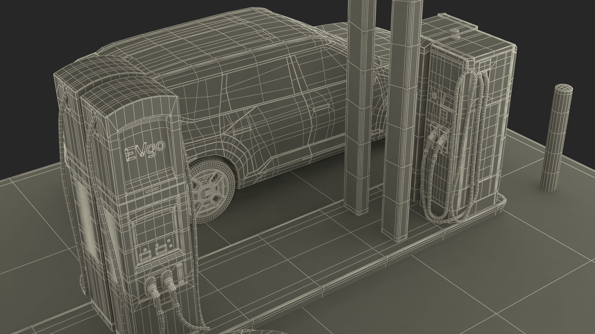 Electric Charging Station with KIA and Tesla Cars 3D model