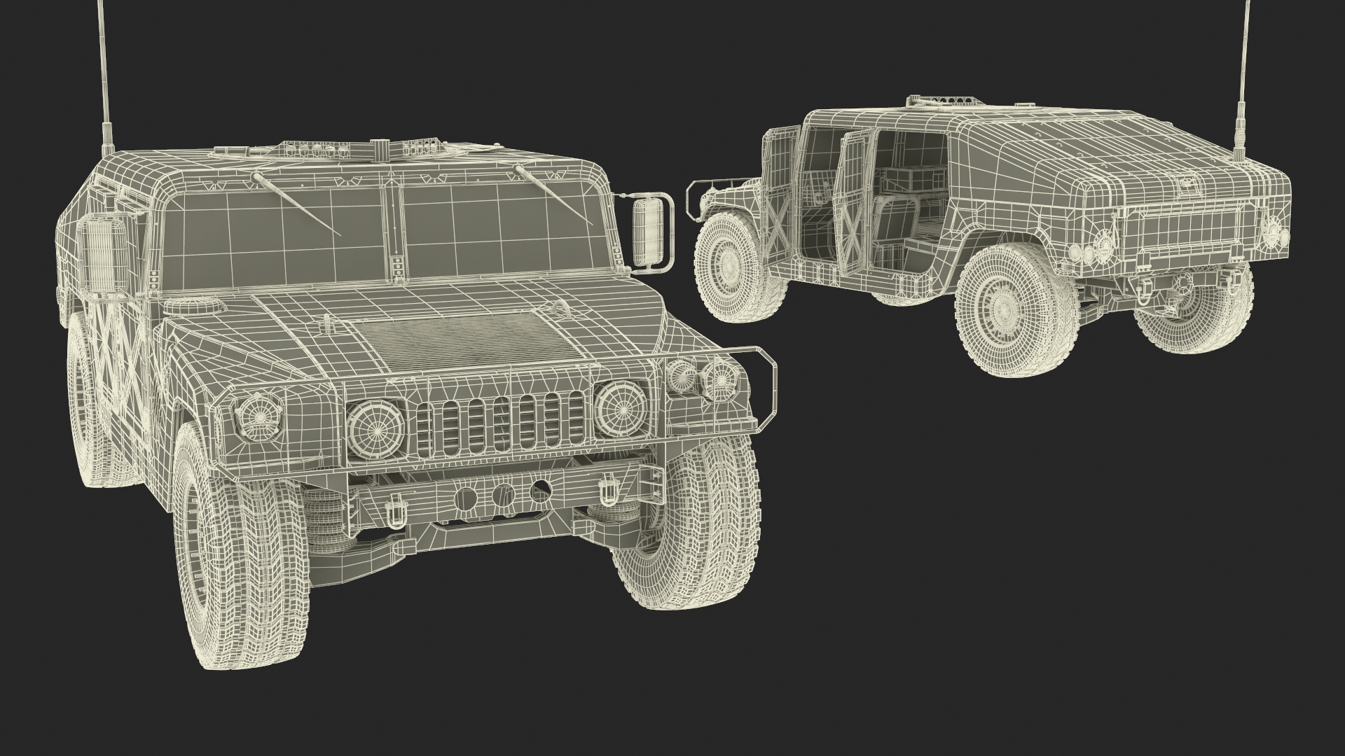 Military Armored Vehicle Humvee Simplified 3D