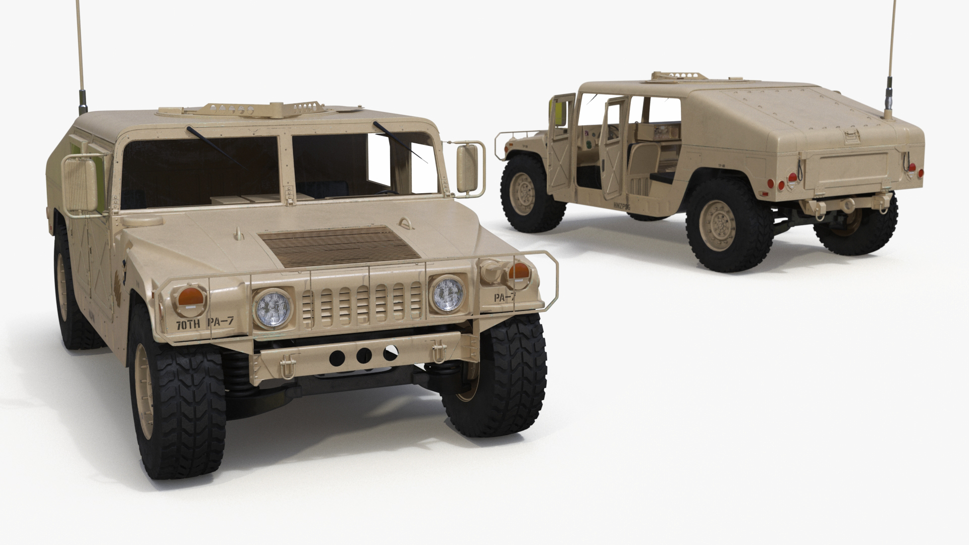 Military Armored Vehicle Humvee Simplified 3D