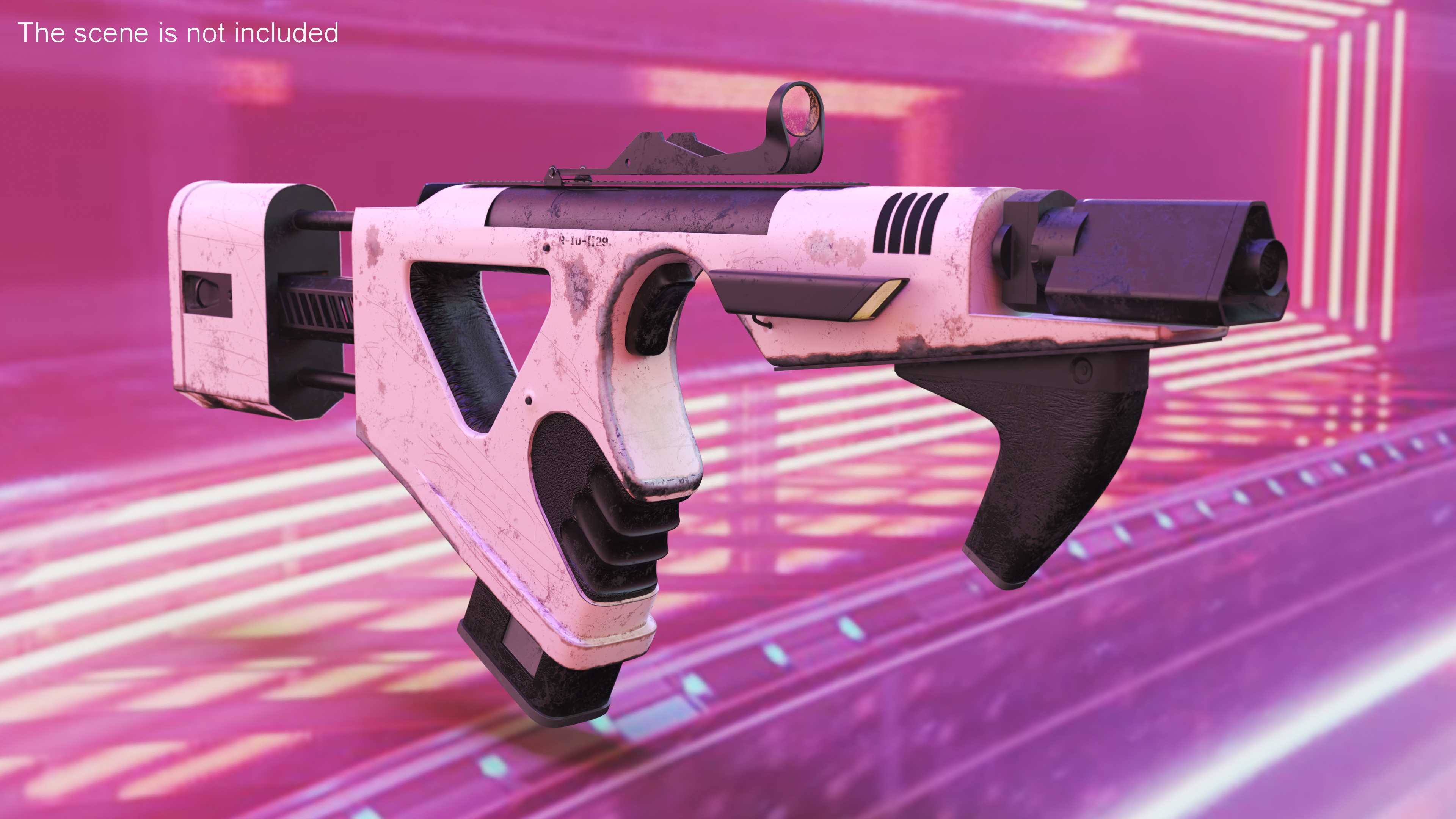 Futuristic PDW Old White 3D model