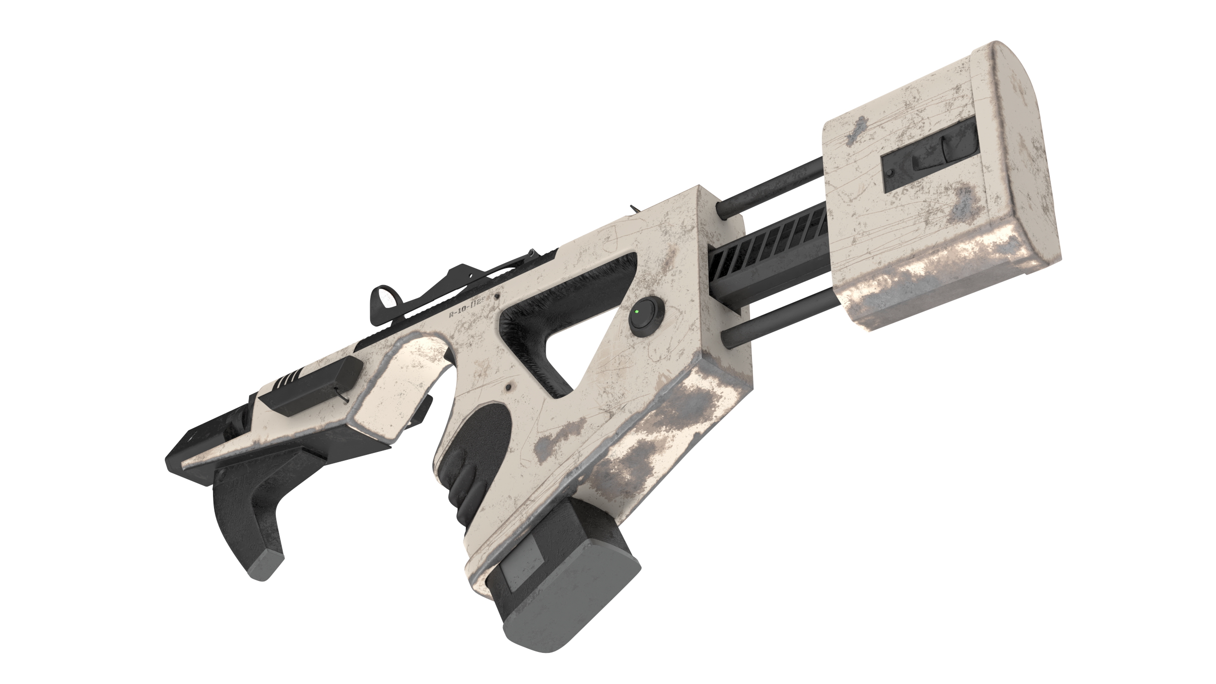 Futuristic PDW Old White 3D model