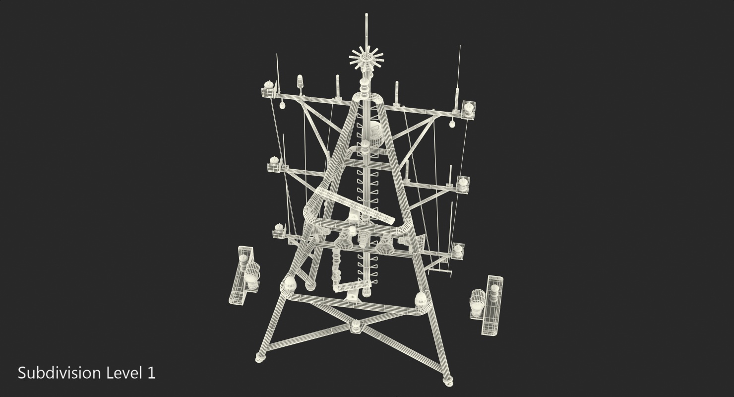 3D Ship Mast with Radar Scanner model